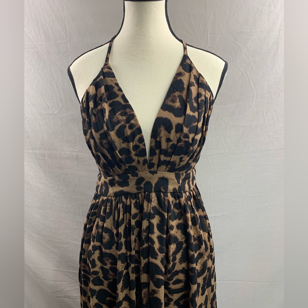 Plunging Neck Crisscross Open Back Leopard Dress - Picture 11 of 13